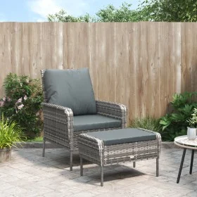 Gartenliege mit grauem Kunststoff-Rattan-Fußhocker. von , Gartenstühle - Ref: Foro24-364115, Preis: 142,84 €, Rabatt: %