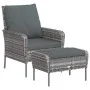 Sillón de jardín con reposapiés ratán sintético gris de , Sillas de jardín - Ref: Foro24-364115, Precio: 142,95 €, Descuento: %