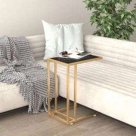 Side table for computer, black transparent glass, 50x35x65cm by , Side tables - Ref: Foro24-331646, Price: 44,01 €, Discount: %