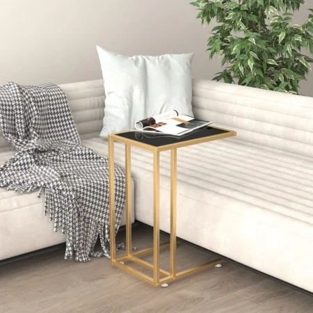 Side table for computer, black transparent glass, 50x35x65cm by , Side tables - Ref: Foro24-331646, Price: 44,01 €, Discount: %