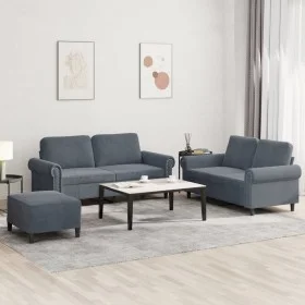 3-piece dark gray velvet sofa set with cushions by , Sofas - Ref: Foro24-3202221, Price: 536,10 €, Discount: %