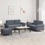 3-piece dark gray velvet sofa set with cushions by , Sofas - Ref: Foro24-3202221, Price: 556,66 €, Discount: %