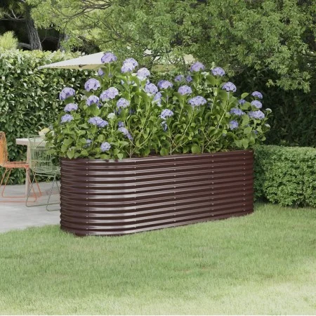 Jardinera arriate acero recubrimiento polvo marrón 224x80x68 cm de , Maceteros y jardineras - Ref: Foro24-318955, Precio: 96,...