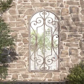 Garden mirror made of iron in sand color for outdoor use, 70x30 cm. by , Mirrors - Ref: Foro24-318375, Price: 98,99 €, Discou...