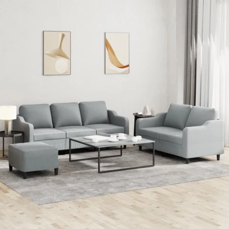 Juego de sofás con cojines 3 piezas tela gris claro de , Sofás - Ref: Foro24-3201842, Precio: 508,56 €, Descuento: %