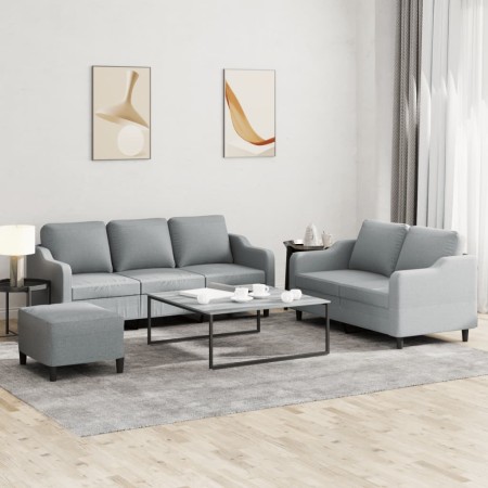 Sofagarnitur mit 3-teiligen Kissen, helles graues Gewebe. von , Sofas - Ref: Foro24-3201842, Preis: 498,53 €, Rabatt: %
