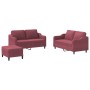 Three-piece sofa set with red wine fabric cushions by , Sofas - Ref: Foro24-3201816, Price: 463,71 €, Discount: %