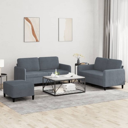 Juego de sofás 3 piezas terciopelo gris oscuro de , Sofás - Ref: Foro24-3201985, Precio: 424,31 €, Descuento: %