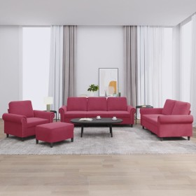 Set of sofas with 4 pieces of red velvet cushions by , Sofas - Ref: Foro24-3202184, Price: 767,13 €, Discount: %