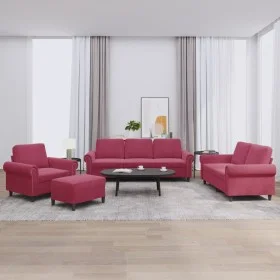 Set of sofas with 4 pieces of red velvet cushions by , Sofas - Ref: Foro24-3202184, Price: 753,31 €, Discount: %