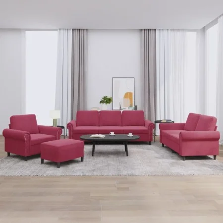 Set of sofas with 4 pieces of red velvet cushions by , Sofas - Ref: Foro24-3202184, Price: 753,31 €, Discount: %