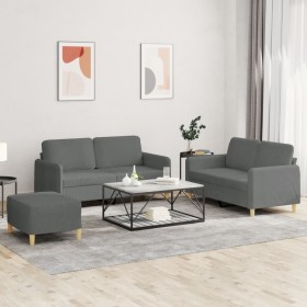 Juego de sofás con cojines 3 piezas tela gris oscuro de , Sofás - Ref: Foro24-3202095, Precio: 496,05 €, Descuento: %