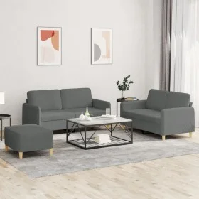 Three-piece dark gray fabric sofa set with cushions by , Sofas - Ref: Foro24-3202095, Price: 488,51 €, Discount: %