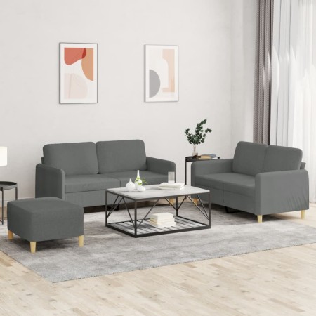 Three-piece dark gray fabric sofa set with cushions by , Sofas - Ref: Foro24-3202095, Price: 496,05 €, Discount: %