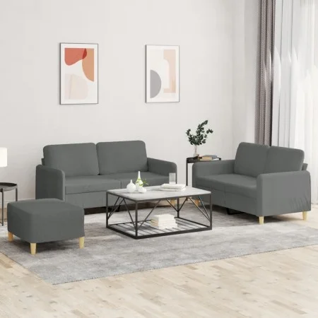 Three-piece dark gray fabric sofa set with cushions by , Sofas - Ref: Foro24-3202095, Price: 488,51 €, Discount: %