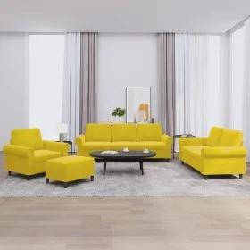 Set of sofas with 4 pieces of yellow velvet cushions by , Sofas - Ref: Foro24-3202186, Price: 691,78 €, Discount: %