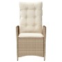 Reclining garden chair with beige synthetic rattan cushions by , Garden chairs - Ref: Foro24-365260, Price: 115,60 €, Discoun...