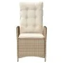 Silla de jardín reclinable con cojines ratán sintético beige de , Sillas de jardín - Ref: Foro24-365260, Precio: 134,75 €, De...