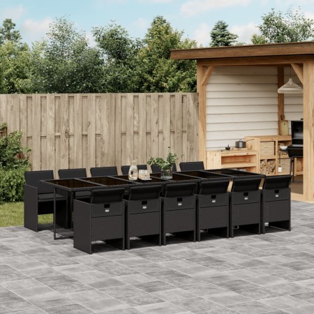 Garden dining set with 13-piece black synthetic rattan cushions. by , Garden sets - Ref: Foro24-3210583, Price: 924,62 €, Dis...