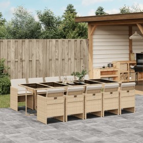 Garden dining set 11 pieces with beige synthetic rattan cushions by , Garden sets - Ref: Foro24-3210574, Price: 761,10 €, Dis...