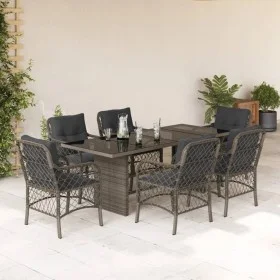 Garden dining set 7 pieces and gray synthetic rattan cushions by , Garden sets - Ref: Foro24-3212060, Price: 723,79 €, Discou...