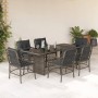 Garden dining set 7 pieces and gray synthetic rattan cushions by , Garden sets - Ref: Foro24-3212060, Price: 686,52 €, Discou...