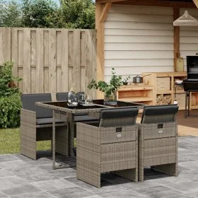 Set comedor de jardín 5 piezas con cojines ratán sintético gris de , Conjuntos de jardín - Ref: Foro24-3210536, Precio: 357,7...