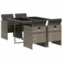 5-piece garden dining set with gray synthetic rattan cushions by , Garden sets - Ref: Foro24-3210536, Price: 276,85 €, Discou...