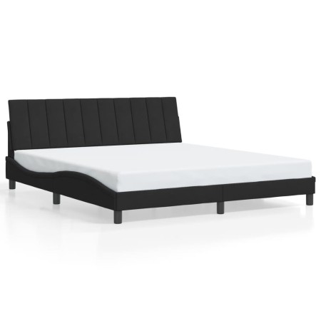 Estructura de cama con luces LED terciopelo negro 180x200 cm de , Camas y somieres - Ref: Foro24-3213795, Precio: 259,71 €, D...