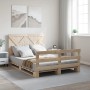 Solid pine wood bed frame with headboard 140x200 cm by , Beds and slatted bases - Ref: Foro24-3281576, Price: 220,86 €, Disco...