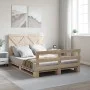 Solid pine wood bed frame with headboard 140x200 cm by , Beds and slatted bases - Ref: Foro24-3281576, Price: 219,40 €, Disco...