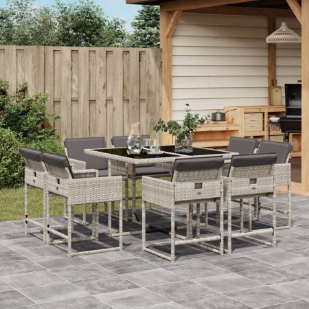 Garten-Essgruppe 9-teilig mit Kissen aus hellem grauem Kunst-Rattan. von , Gartensets - Ref: Foro24-3278146, Preis: 424,19 €,...