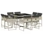 Garden dining set 9 pieces with light gray synthetic rattan cushions by , Garden sets - Ref: Foro24-3278146, Price: 553,56 €,...