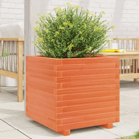 Solid pine wood planter in brown wax 50x50x49.5 cm by , Pots and planters - Ref: Foro24-3282516, Price: 133,17 €, Discount: %