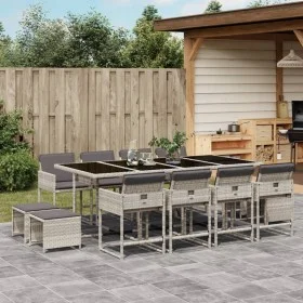 Garden dining set with 13 pieces, light gray synthetic rattan and cushions. by , Garden sets - Ref: Foro24-3278110, Price: 85...