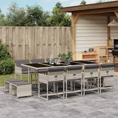 Garten-Essgruppe mit 13-teiligen Kissen aus hellem grauem Kunst-Rattan. von , Gartensets - Ref: Foro24-3278110, Preis: 658,78...