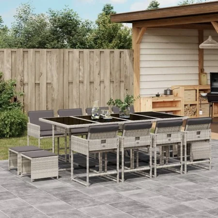 Set comedor jardín y cojines 13 pzas ratán sintético gris claro de , Conjuntos de jardín - Ref: Foro24-3278110, Precio: 740,5...
