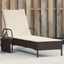 Lounger with wheels and brown synthetic rattan cushion by , Loungers - Ref: Foro24-368309, Price: 163,86 €, Discount: %