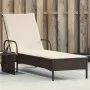 Lounger with wheels and brown synthetic rattan cushion by , Loungers - Ref: Foro24-368309, Price: 171,41 €, Discount: %