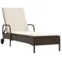 Lounger with wheels and brown synthetic rattan cushion by , Loungers - Ref: Foro24-368309, Price: 171,41 €, Discount: %