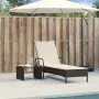 Lounger with wheels and brown synthetic rattan cushion by , Loungers - Ref: Foro24-368309, Price: 171,41 €, Discount: %