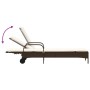 Lounger with wheels and brown synthetic rattan cushion by , Loungers - Ref: Foro24-368309, Price: 163,86 €, Discount: %