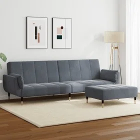 Zweiplätziges Schlafsofa mit dunkelgrauem Samthocker. von , Sofas - Ref: Foro24-3258152, Preis: 374,60 €, Rabatt: %