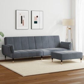 Zweiplätziges Schlafsofa mit dunkelgrauem Samthocker. von , Sofas - Ref: Foro24-3258152, Preis: 381,27 €, Rabatt: %