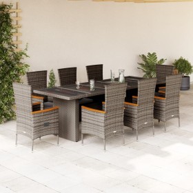 Garten-Essgruppe, 9-teilig, mit grauen Polstern aus synthetischem Rattan. von , Gartensets - Ref: Foro24-3277553, Preis: 937,...