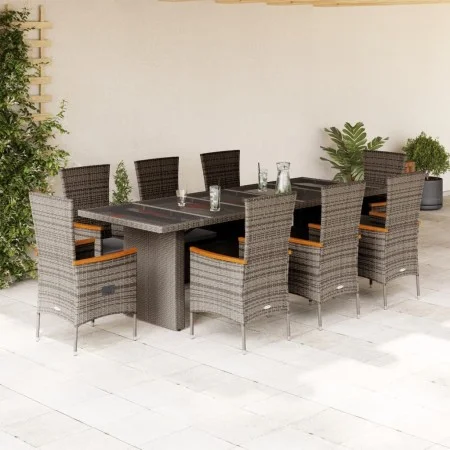 Garten-Essgruppe, 9-teilig, mit grauen Polstern aus synthetischem Rattan. von , Gartensets - Ref: Foro24-3277553, Preis: 920,...