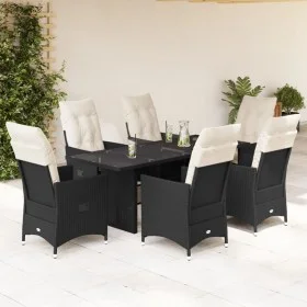 Garten-Essgruppe 7-teilig mit schwarzen Polstern aus synthetischem Rattan von , Gartensets - Ref: Foro24-3276700, Preis: 848,...