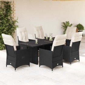 Set de comedor de jardín 7 pzas y cojines ratán sintético negro de , Conjuntos de jardín - Ref: Foro24-3276700, Precio: 776,2...