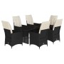Set de comedor de jardín 7 pzas y cojines ratán sintético negro de , Conjuntos de jardín - Ref: Foro24-3276700, Precio: 772,60 €