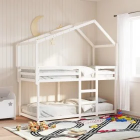 Massives weißes Kinderbett aus Holz 203x95,5x142 cm von , Zubehör für Betten und Lattenroste - Ref: Foro24-846941, Preis: 84,...